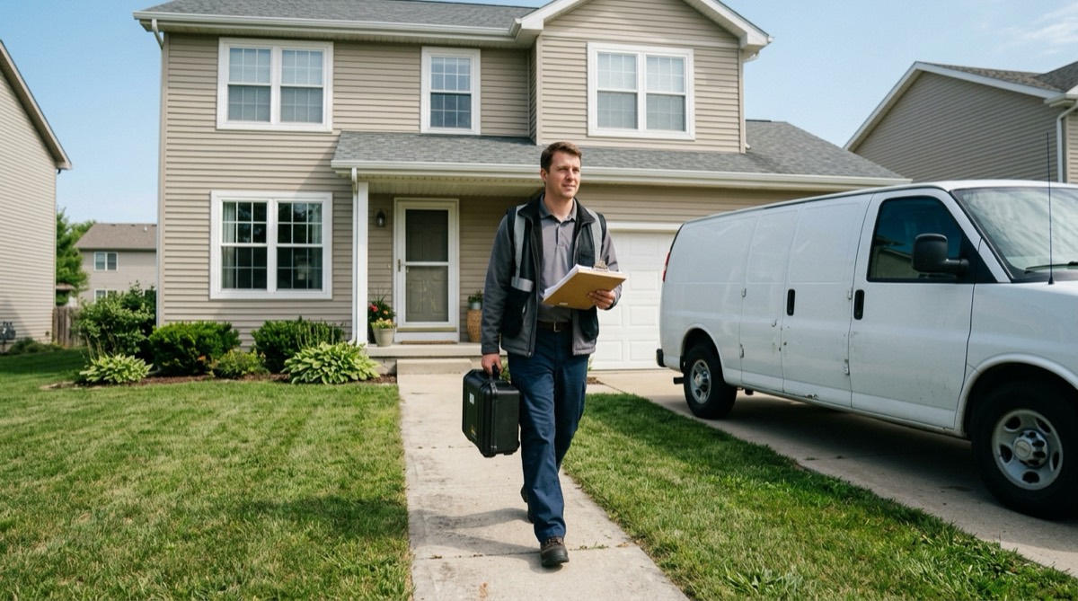 Arriving to set up a 48-hour radon test