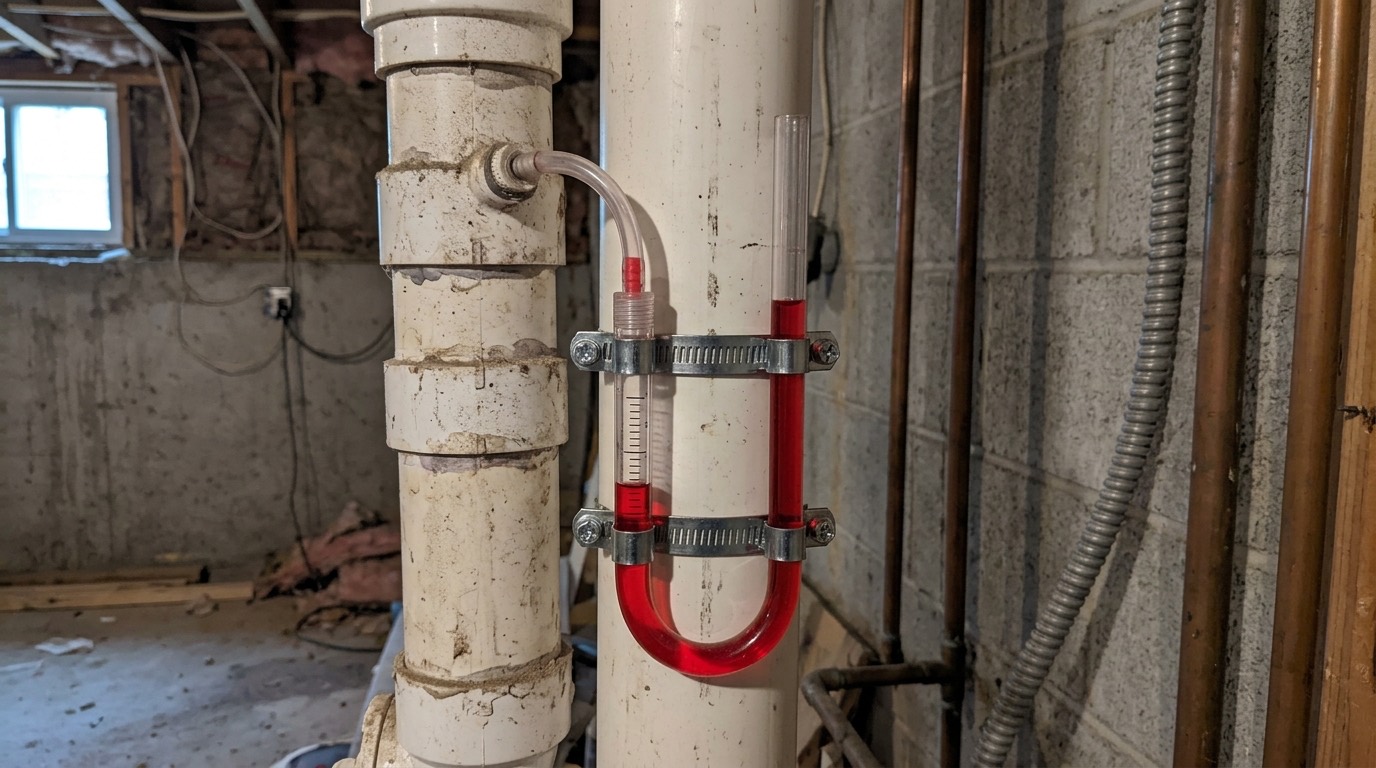 Manometer confirming the system is pulling vacuum