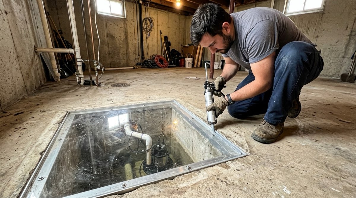 Sealing the sump pit lid as part of radon mitigation